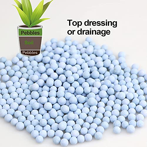 wohohoho 2.2lbs Mini Blue Hydroponics Clay Pebbles, Upgraded 3mm-5mm Hydro Ceramsite Balls, Horticultural Plant Top-Dressing Decorative Rocks for Aquaponics, Drainage Water, Purification, Cultivation
