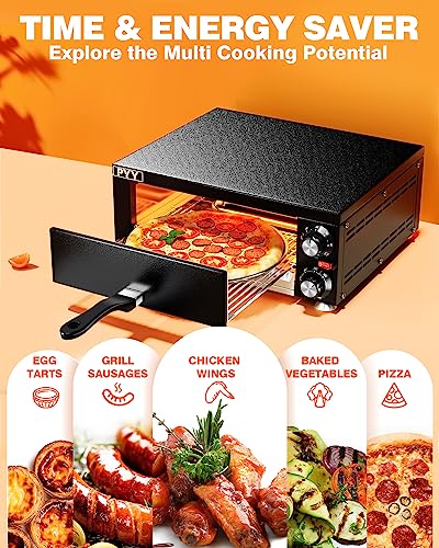 PYY Electric Pizza Oven Indoor Countertop Pizza Oven Commercial Pizza Maker Machine for Home with Timer Stainless Steel Pizza Cooker