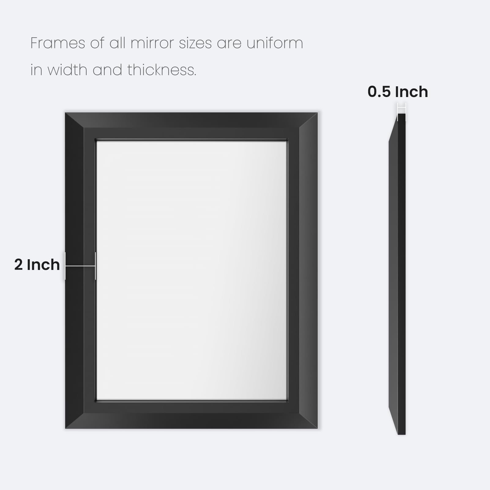 Amorho Black Bathroom Mirror, 50x30 Inch Thick Metal Framed Wall Mirrors for Over 2 Sinks, Bedroom, Living Room, Entryway, Large Rectangle Wall-Mounted Mirrors.