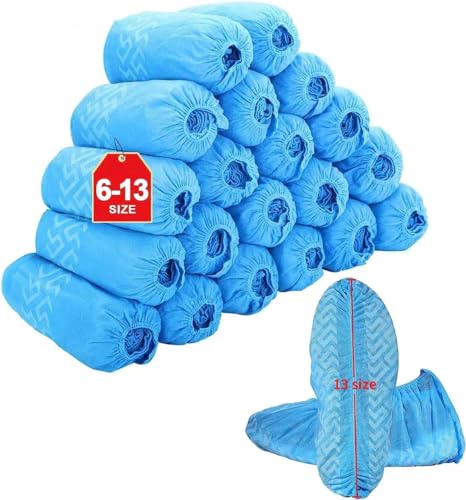 Tomus-UNI X-Large Disposable Boot & Shoe Covers 200 Pack (100 Pairs),| Fit Shoe Sizes to Men's 13, Non-Slip, Durable, Indoor | Protect Your Home, Floors and Shoes