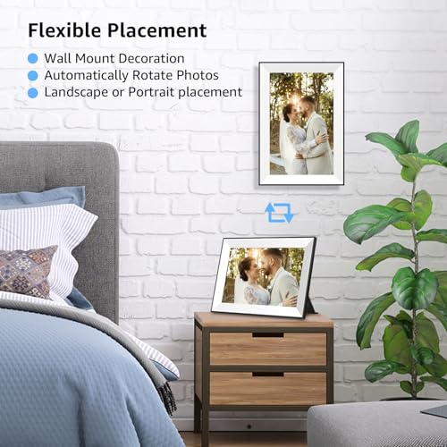 Frameo WiFi Digital Picture Frame with 10.1 Inch IPS Touch Screen,Loading Pictures to 32GB Smart Digital Photo Frame via Frameo App,Rotation and Backup to SD Card Automaticly,Gift for Mother's Day