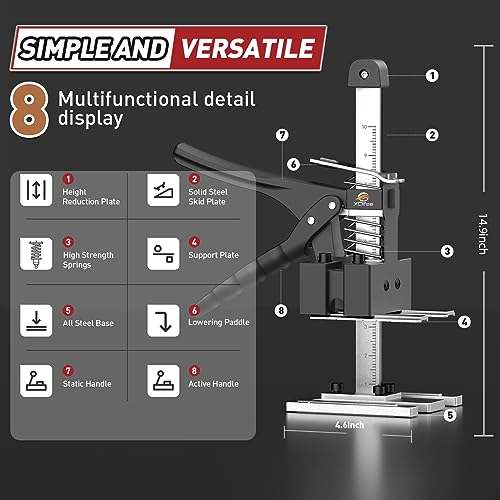 Labor-Saving Handle 2 Pack, 12 in Construction Jack, Wall Tile Locator, Multi-Function Height Adjustment Lifting Device, Door Panel Lifting Cabinet Jack, Raised by 6.69 in,Dynamic Load 450 LB