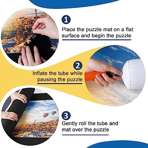Puzzle Mat Roll Up Puzzles Board for Jigsaw Up to 2000, 1500, 1000, 500 Pieces Large Portable Table Saver Mats Puzzle Keeper Cover with Sorter Trays Storage Bag Kit Holder Organizer Pad for Adults Kid