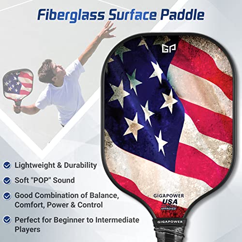 GIGAPOWER Pickleball Paddles | USAPA Approved | Graphite Carbon Face with Polypropylene Honeycomb Core | Lightweight Pickleball Paddle with Protective Cover, Blue