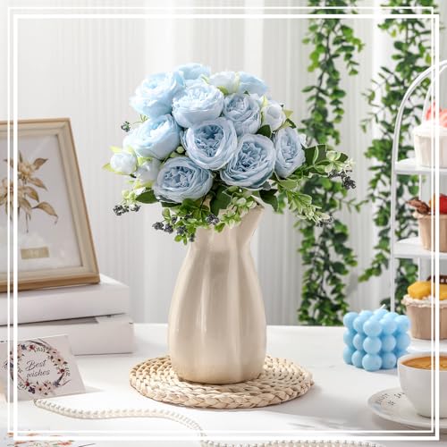 Yuxung 8 Bundles Artificial Peonies Flowers Boho Faux Flowers Arrangements Artificial Centerpiece Spring Bouquet Floral Wedding Decoration for Vase(Pink, Purple)