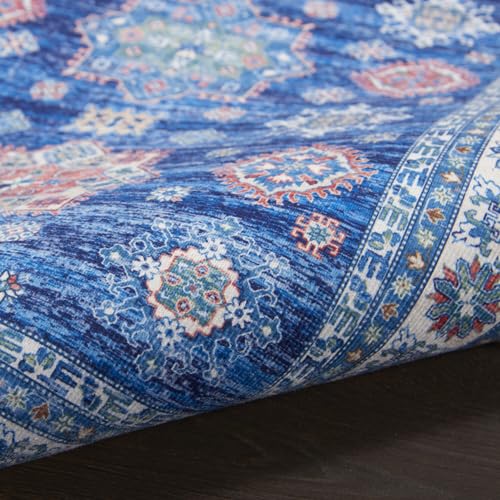Nourison Fulton Medallion Blue 1'10" x 5' Area -Rug, Easy -Cleaning, Non Shedding, Bed Room, Living Room, Dining Room, Kitchen (2x5)