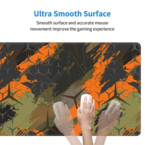 Large Gaming Mouse Pad XL, Abstract Geometric Camouflage Full Desk Mousepad with Stitched, Waterproof Non-Slip Base Keyboard Pad, PC Laptop Computer Mat Gifts for Men Office, (Colorful, 31.5*11.8 In)