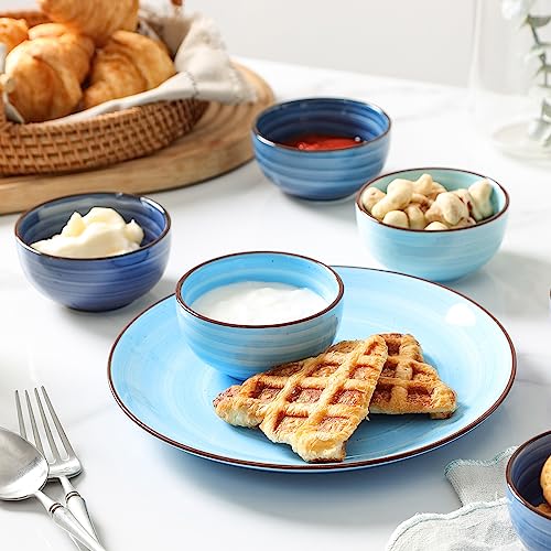 Selamica Ceramic Small Bowls, 4 OZ Dipping Bowls, 3.5 Inch Mini Bowls for Ice Cream Dips Side Dishes, Microwave Dishwasher Safe, Set of 6, Gradient Blue