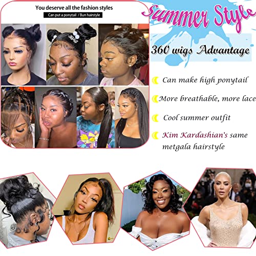 Doaburu 360 Lace Front Wigs Human Hair,14 inch Body Wave Transparent Full Lace Wigs Pre Plucked With Baby Hair,Can Make Ponytail and Buns,150% Density Remy Human Hair for Women