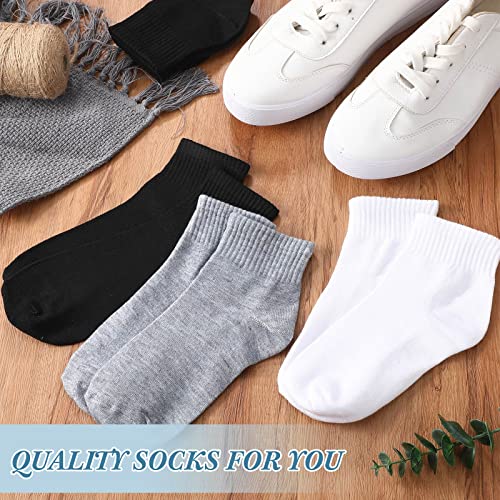 Tarpop 48 Pairs Men Quarter Ankle Socks Moisture Wicking Athletic Crew Casual Sports Socks Bulk for Homeless(Black, White, Gray)