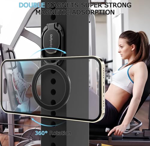Magnetic Phone Ring Holder, Double Adjustable Gym Finger Ring Grip and Stand, Removable Phone Grip, for iPhone, iPad and Smartphones, Compatible with Magnetic Car Mount (Natural Titanium)