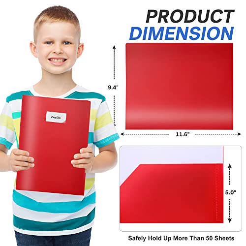 Sooez 6 Pack Pocket Folder with Prongs, Heavy Duty Plastic Folders with Pockets and Prongs, Two Pocket File Folders 3 Prong Folders Back to School Supplies for Kids, Letter Size A4,Bright Color