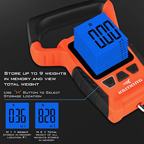 KastKing Fish Scale, WideView Floating Waterproof Digital Scale, 2.5” Large LCD Display, 110lb Capacity, Multi-Mode Pound/Ounces & Kilograms, Stores up to 9 Weights