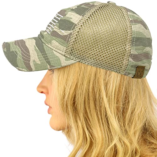 CC Everyday Distressed Trucker Mesh Summer Vented Baseball Sun Cap Hat Violet