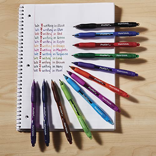 Paper Mate Profile Retractable Ballpoint Pens, Bold (1.4mm), Assorted Colors, 12 Count