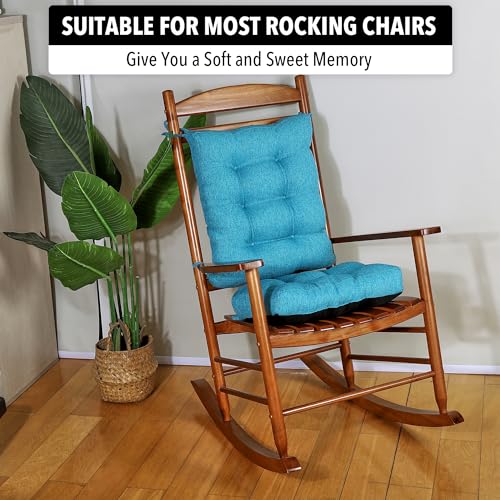 Tromlycs Indoor Rocking Chair Cushion for Rocking Chair Pads Back and Seat Sets with Ties 2 Piece Black