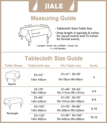 JIALE Tablecloths for Rectangle Tables,Cotton Linen Table Cloth Waterproof Tablecloth Wrinkle Free Farmhouse Dining Table Cover,Soft Fabric Table Cloths with Tassels,Brown,55" X 55",2-4 Seats