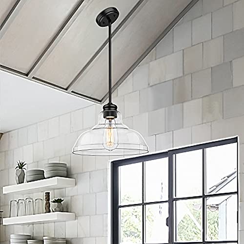 Maleoi Kitchen Island Pendant Lighting, Industrial Pendant Hanging Light, Ceiling Hanging Lighting Fixture for Kitchen Island Dining Table Hallway Restaurant (Black, 1 Pack)