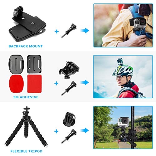 Luxebell Accessories Kit for AKASO EK5000 EK7000 4K WiFi Action Camera GoPro Hero 12 11 10 9 8 7 6 5/Session 5/Hero 4/3+/3/2/1 Max Fusion SJ4000 SJ5000 (14-in-1)