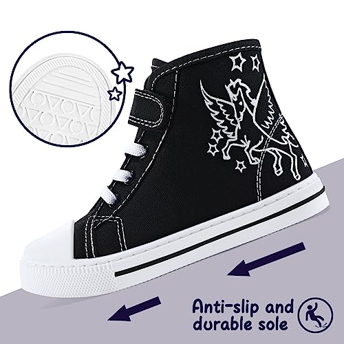K KomForme Toddler Sneakers Girls Canvas High Top Walking Shoes with Hook and Loops Colorful