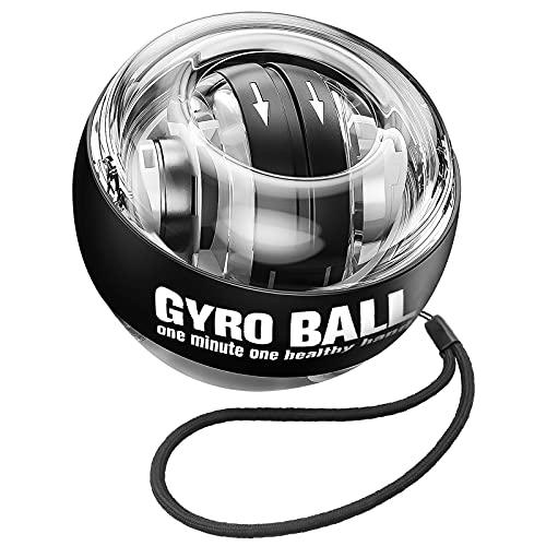 JIN BD Wrist Trainer Ball Auto-Start Wrist Strengthener Gyroscopic Forearm Exerciser Gyro Ball for Strengthen Arms, Fingers, Wrist Bones and Muscles With LED light, black