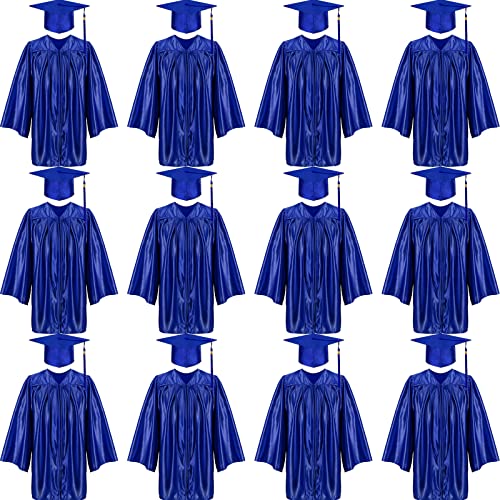 Leumoi 24 Pcs Kids Graduation Cap and Gown Tassel 2025 Graduation Costume Kindergarten Gown for Party(Small, Kids,Blue)