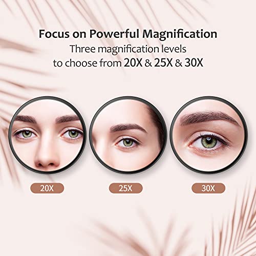 MIYADIVA 20X Magnifying Mirror, 20X Magnifying Mirror Suction Cup and Tweezers, As a Mganifying Makeup Mirror, Pocket Mirror Set for Eyes Makeup 3.5 Inches