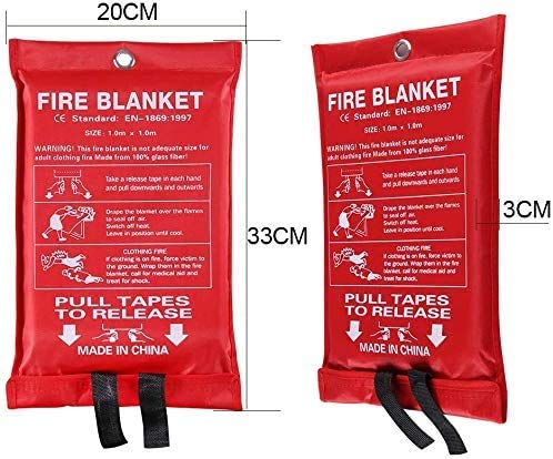 Mata Leon Fire Blankets Fiberglass Retardant Blanket - 3.3x3.3ft Square Fire Suppression Tool Emergency Survival Kit Durable for Accidental Safety for Home Office Fireplace Car Kitchen(2 Packs)