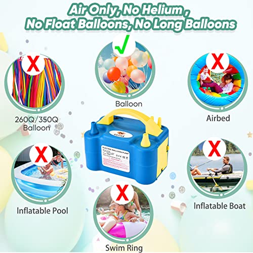NuLink Electric Portable Dual Nozzle Balloon Blower Pump Inflation for Decoration, Party [110V~120V, 600W, Royal Blue]