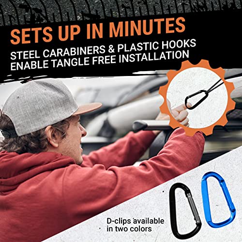 Grit Performance Cargo Net for SUV - 3 x 4 Foot, Heavy-Duty, Mesh Square Bungee Netting with 12 Hooks, 12 Black Clips and Storage Bag - Holds Small and Large Loads