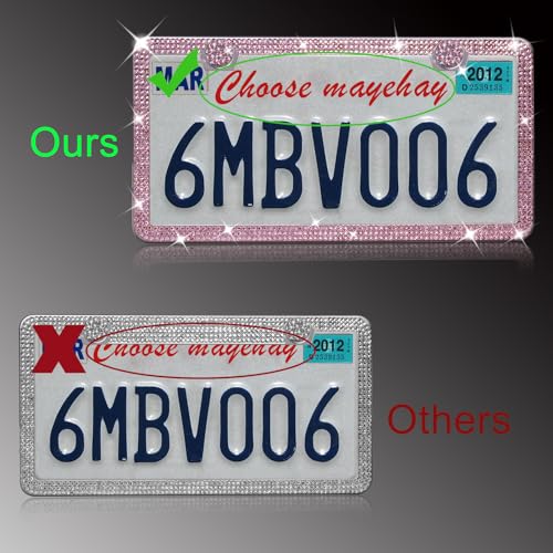 Pink License Plate Frame 1 Pack Bling License Plate Frame Rhinestone License Plate Frame Sparkly License Plate Frame Diamond License Plate Frame Bedazzled License Plate Frame with Bling Cup Coasters