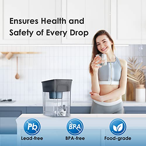 Waterdrop Slim Alkaline Water Filter Dispenser, Large 35-Cup, Up to PH 9.5, Healthy, Clean & Toxin-Free Mineralized Alkaline Water, 100-Gallon, BPA Free, Black (1 Filter Included)