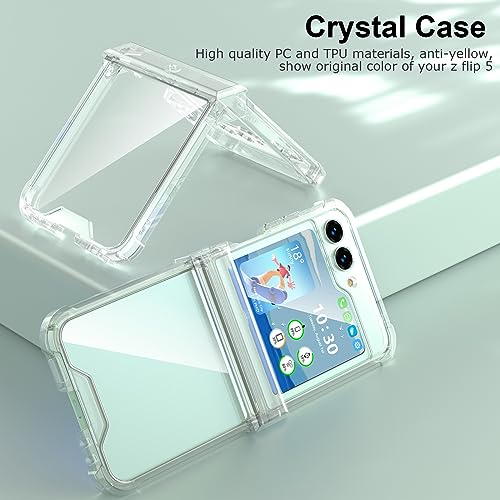 Designed for Galaxy Z Flip 5 Case with Hinge Protection,Samsung Flip 5 Full Cover Shockproof Slim Phone Protection Case Clear for Z Flip 5 5G(2023)-Clear