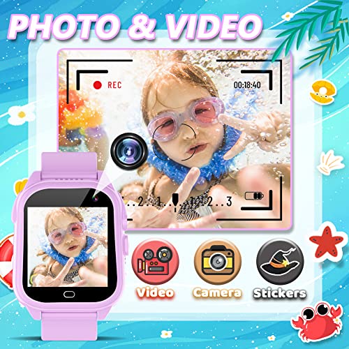 OVV Smart Watch for Kids Boys Girls Age 3-12 with Waterproof 26 Games 1.44'' Touch Screen HD Camera MP3 Player Video Recorder Pedometer Alarm Clock Calculator Torch Wrist Watch Children Learning Toys