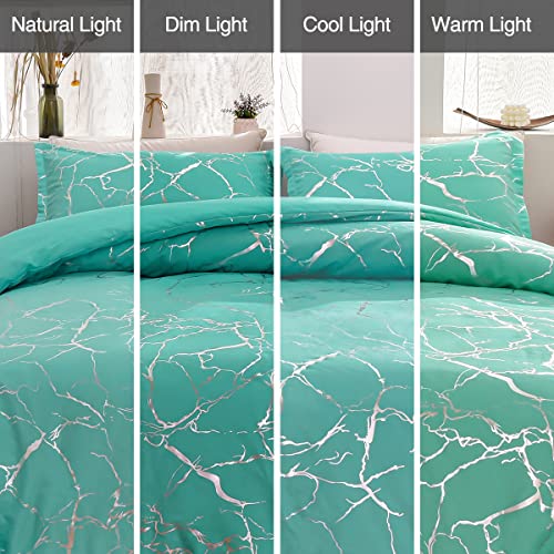 Holawakaka Gold Metallic Marble Comforter Set Twin Size Foil Print Glitter Bedding Sets,Black/Gold,Twin