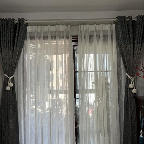 Ushomin Curtain Tiebacks, 2 Packs Curtain Rope Tieback, Heavy Duty Curtain Tie Backs for Curtains, Indoor Outdoor Curtain Tiebacks, Handmade Rural Decorative Tie Knot Curtain Holdbacks (Beige)