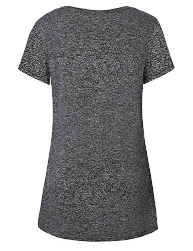 Fitness Yoga Shirts Tops for Women,Cucuchy Juniors Workout Clothes Cute Short Sleeve Round Neck Casual Tee Shirt Flowy Athletic Wear Fast Fit Hiking Running Sport Clothing Funny Outfit Black M