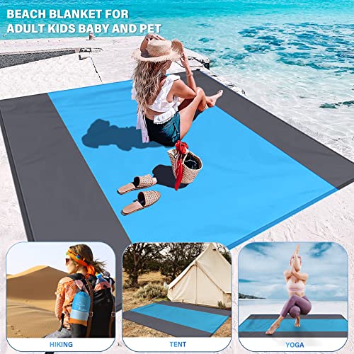 Famstar Beach Blanket Oversized Extra Large 78" X 81",Waterproof Sandproof Beach Blanket 1-7 Adults Lightweight Durable for Travel Camping Hiking Picnic