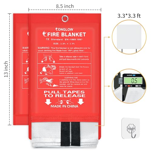 conglow Emergency Fire Blanket, 1Pack Fire Blanket for Home and Kitchen, Fiberglass Fire Extinguisher Blanket, Suppression Flame Retardant Blanket Fire Safety Blanket for Fireplace (1 Pack)