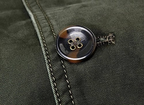 chouyatou Men's Casual Three-Button Stripe Lined Cotton Twill Suit Jacket (X-Small, Army Green)