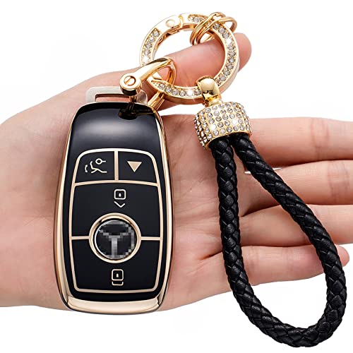 LCXJMWKL for Mercedes Key Fob Cover,Compatible with 2019-2021 A-Class C-Class G-Class 2017-2020 E-Class S-Class Smart Key Premium Soft TPU Anti-dust Full Protection