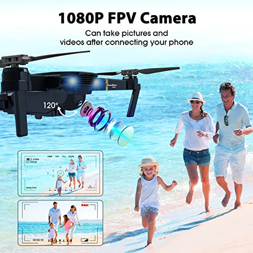 MOCVOO Drones with Camera for Adults Kids, Foldable RC Quadcopter, Helicopter Toys, 1080P FPV Video Drone for Beginners, 2 Batteries, Carrying Case, One Key Start, Altitude Hold,Headless Mode,3D Flips