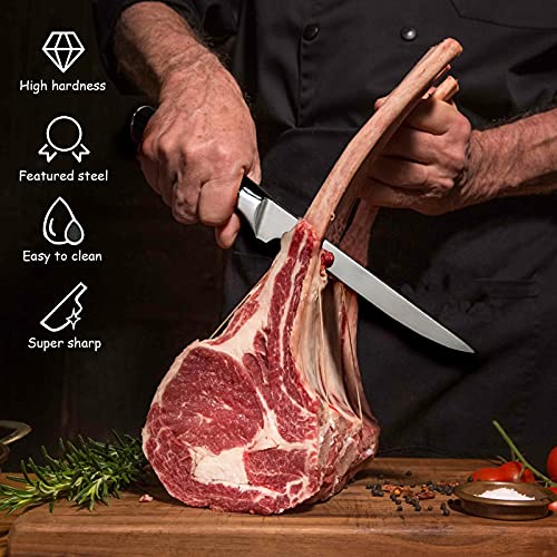 SunDiao Premium Boning Knife with Sheath & Pocket Knife Sharpener 6 Inch High Carbon Stainless Steel Japanese Fillet Knife Professional Trimming Knife for Meat, Fish, Deboning