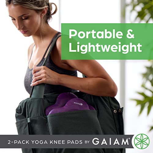 Gaiam Yoga Knee Pads (Set of 2) - Yoga Props and Accessories for Women / Men Cushions Knees and Elbows for Fitness, Travel, Meditation, Kneeling, Balance, Floor, Pilates Purple