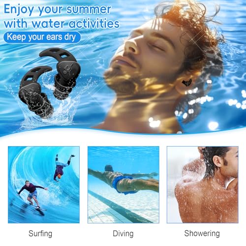 Waterproof Swimming Ear Plugs for Adults - 4 Pairs of Reusable Soft Silicone Swim Earplugs,Perfect for Surfing, Diving,Pool,Showering and Other Water Sports - Keep Water Out and Ear Protection