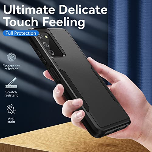 Warsia for Samsung Galaxy A03S Case,with Screen Protector [Military Grade Drop Tested] Heavy-Duty Tough Rugged Shockproof Protective Case for Samsung A03S, Black