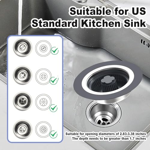Upgraded 3 in 1 Kitchen Sink Drain Strainer & Stopper Kit, 304 Stainless Steel Pop-up Kitchen Sink Stopper with Strainer Basket, for Standard 3-1/2 Inch Kitchen Drain (3-1/2 Inch)