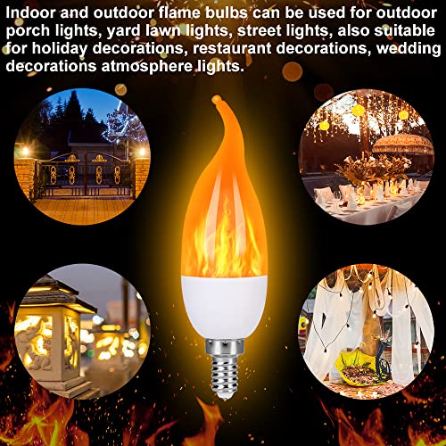 MyoGrip E12 LED Flame Light Bulbs, 3 Modes Flickering Light Bulbs, Candelabra Candle Fire Light Bulb for Home Party Patio Indoor Outdoor Halloween Decorations (2 Pack)