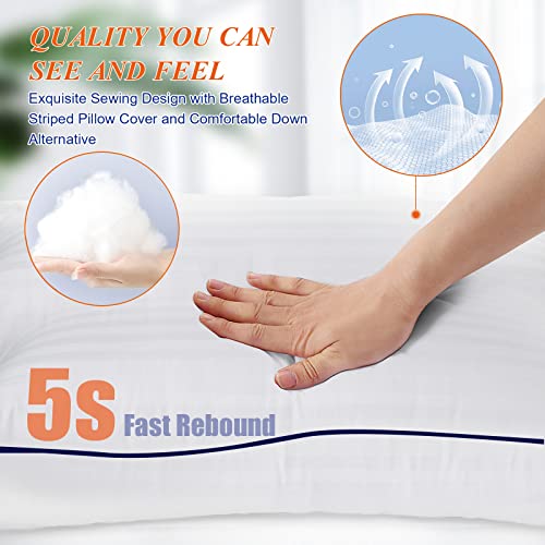 SEMZSOM Hotel Pillows for Sleeping Standard Size Set of 2, Soft Down Alternative Pillow for Side, Back or Stomach Sleeper, Light Grey