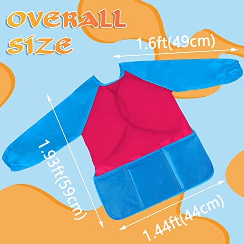 12Pcs Kids Art Smocks Toddler Smocks Waterproof Smocks for Kids Painting Colorful Children Aprons Artist Painting Smocks Long Sleeves With 3 Roomy Pockets for Kids Painting Supplies, Age 3-7 Years